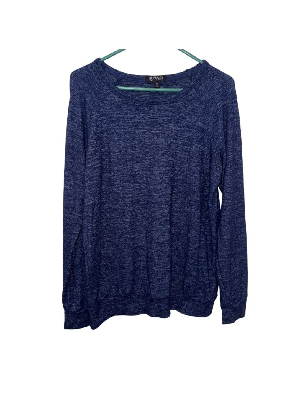 Buffalo David Bitton Womens Heathered Navy Blue Long Sleeve Lightweight Top M